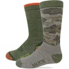 image:imageMUCK Boot Youth Boys Girls Heavyweight Merino Wool Blend Camo Boot Socks 2 Pair PackOlive Camo