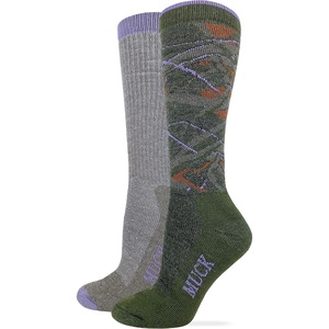 image:imageMUCK Boot Ladies Merino Wool Blend Knee High Camo Boot Socks 2 Pair Pack Medium OliveLilac