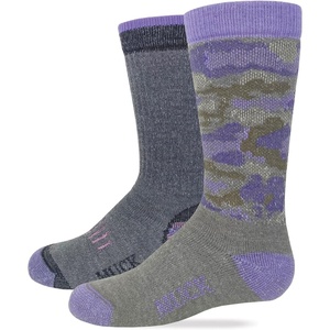image:imageMUCK Boot Youth Boys Girls Heavyweight Merino Wool Blend Camo Boot Socks 2 Pair PackLilac Camo